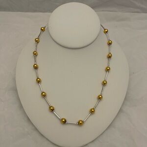 Vintage Premier Designs Gold and Silver Tone Bead Necklace 18 inches Marked